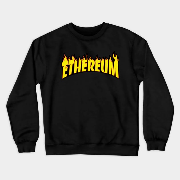 Ethereum in Flames Crewneck Sweatshirt by fuseleven